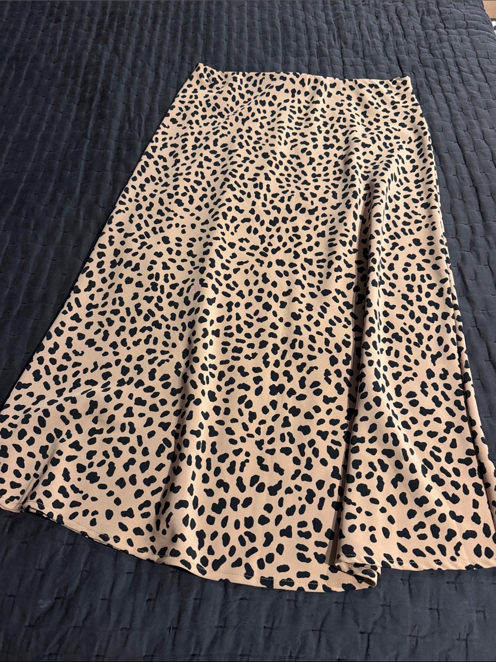 Sanctuary Beige and Black Animal Print A-Line Skirt